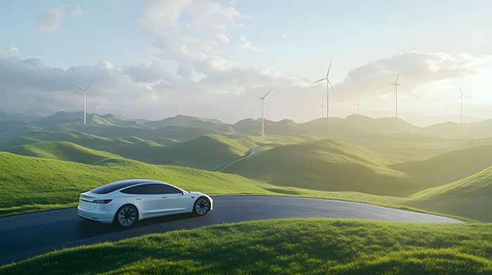 automobile-model-hill-with-wind-turbines-background